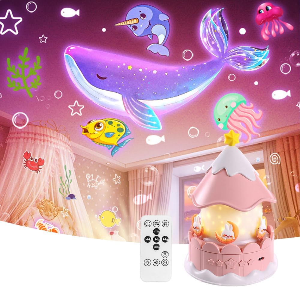 プロジェクターライト ナイトライト 家庭用プラネタリウム オルゴール ベッドサイドランプ 寝かしつけおもちゃ ブルートゥース音楽再生 癒し曲が内蔵 室内 リモコ...