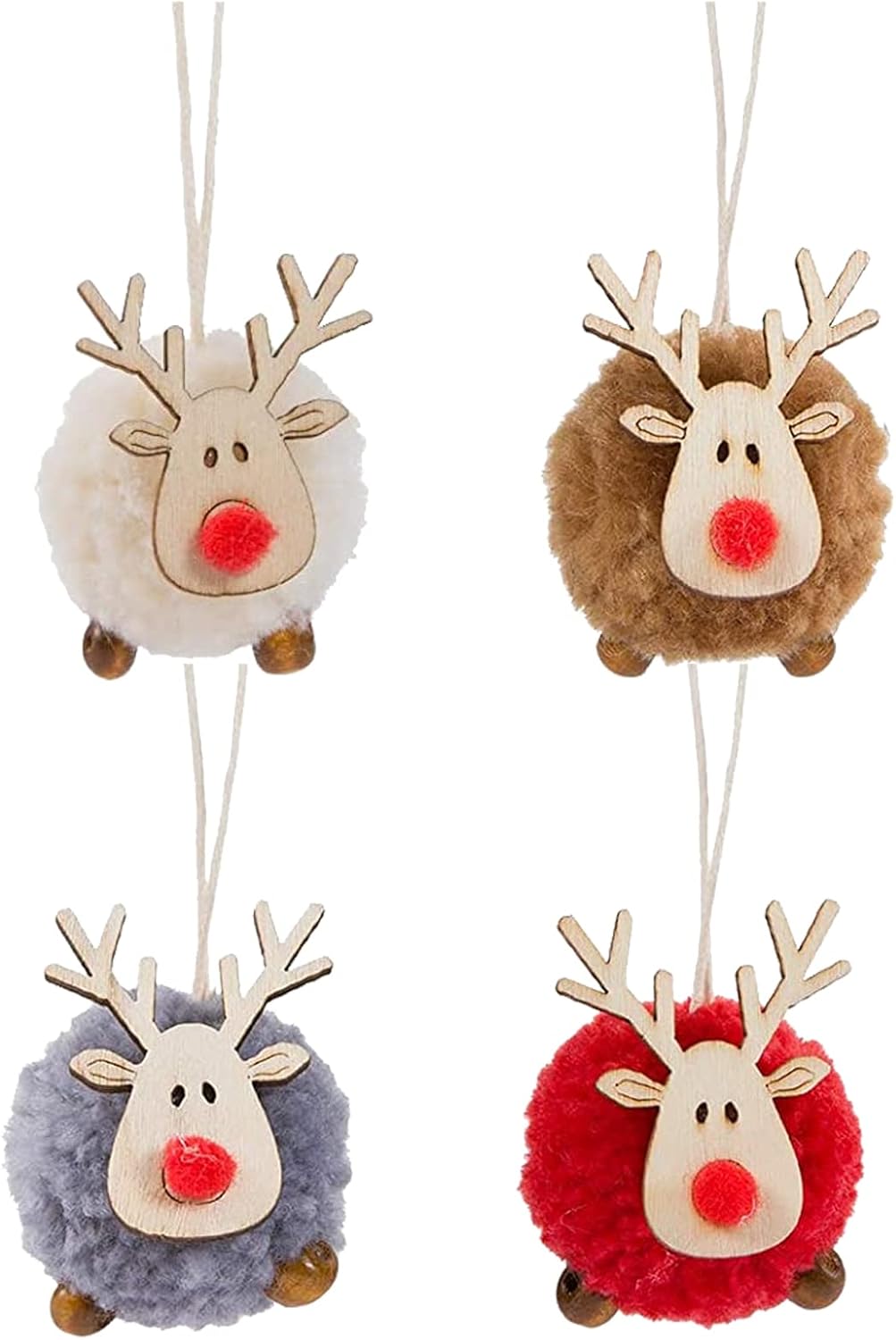 クリスマスツリー オーナメント 4個セット 可愛い トナカイ クリスマス オーナメント ぬいぐるみ 木製 ..