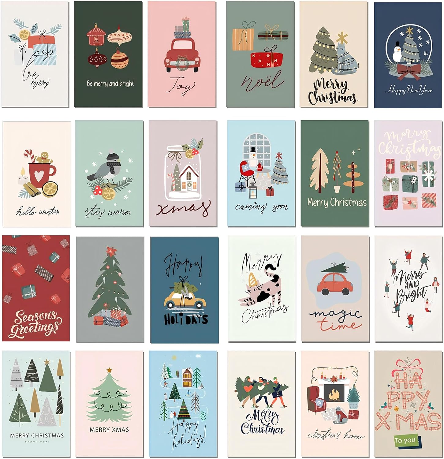 クリスマスカード メッセージカード 24枚セット 24種 封筒付き グリーティングカード ポストカード ギフトカード クリスマス 飾り 飾り付け デコレーション...