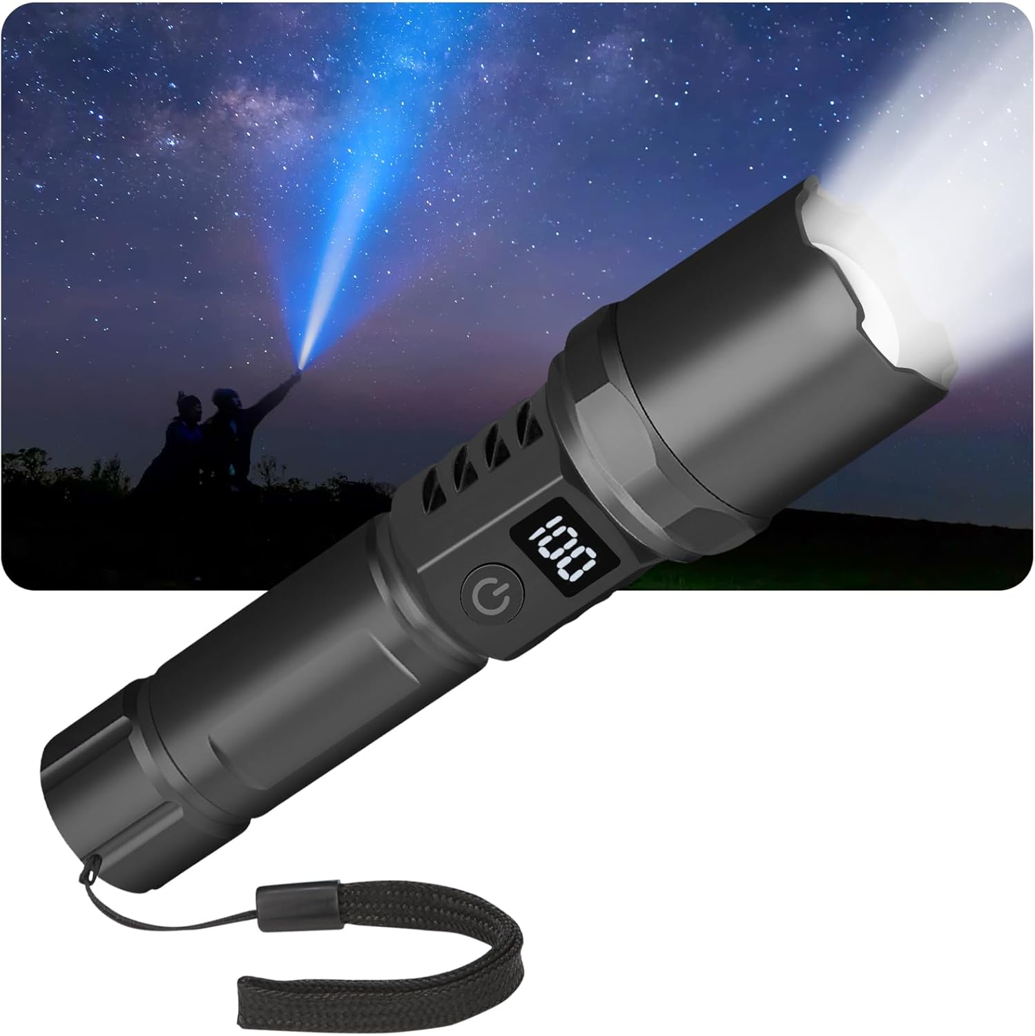 懐中電灯 強力 充電式 防災 10000ルーメン 3000mAh 3モード Type-C充電、デジタルディスプレイ 懐中電..