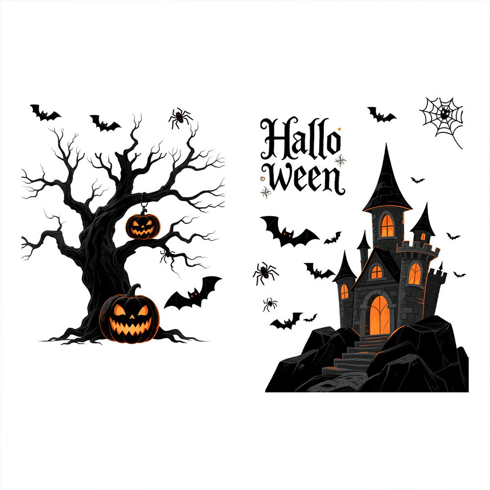 新作 ホラー 蝙蝠 城 窓 シール ウィンドウステッカー はがせる ハロウィン 装飾 ゴースト おばけ ジャックオランタン かぼちゃ パンプキン 静電吸着 窓用 装飾 おしゃれ ゴシック 屋内 ガラス 貼り付け キッズ 子供部屋 パーティー グッズ オーナメント プレゼント