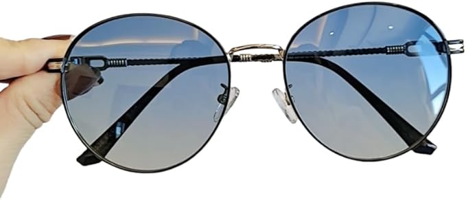 【無料配送】偏光 サングラス メンズ レディース UV400 紫外線カット おしゃれ TAC 丸型 カラーレンズ 金属フレーム 小顔 アウトドア 旅行 釣り 登山 運転用 B1247ブルー(4)