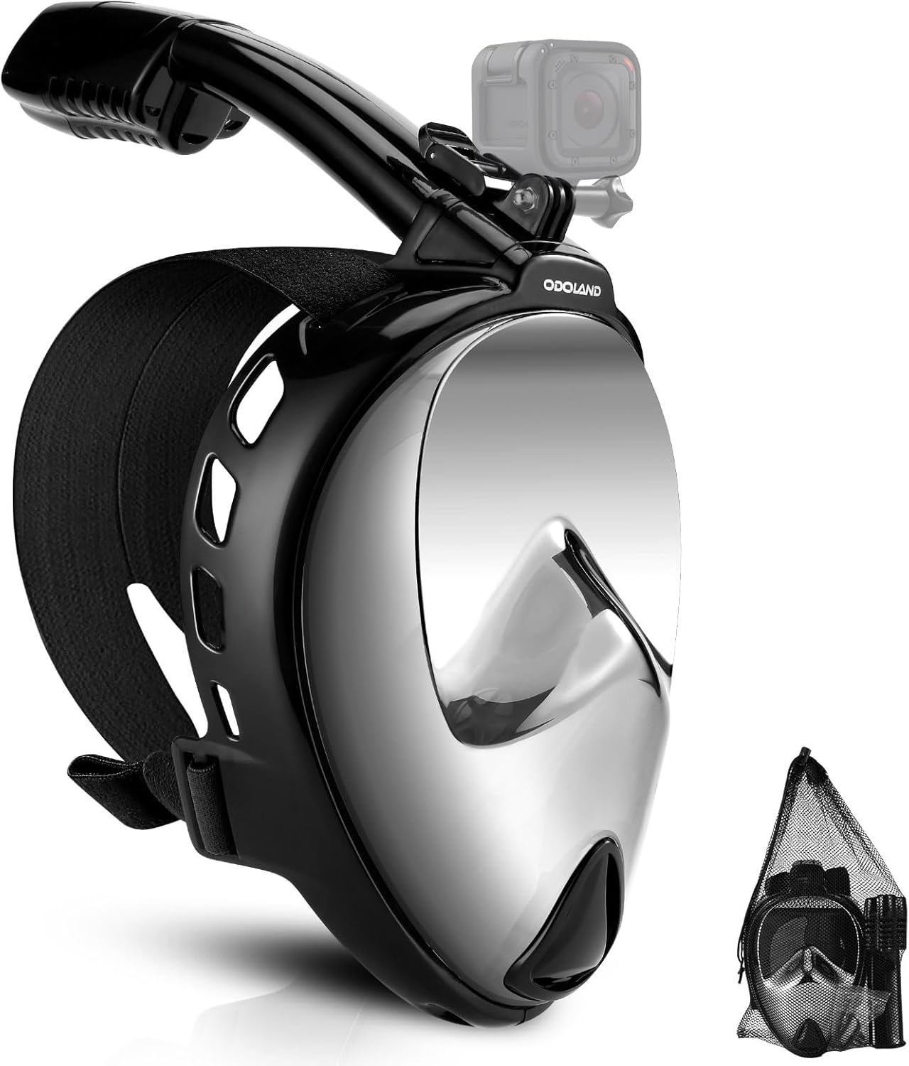 シュノーケルマスク フルフェイス型 ダイビングマスク 180度超広角 GoPro取付可能 曇り止め ミラー加工 スキューバ 着脱簡単 シュノーケリング 水中眼鏡 耐衝撃 潜水メガネ 男女兼用スノーケル 大人・子供・初心者向け（ミラー シルバー,S/M（12cm以下））