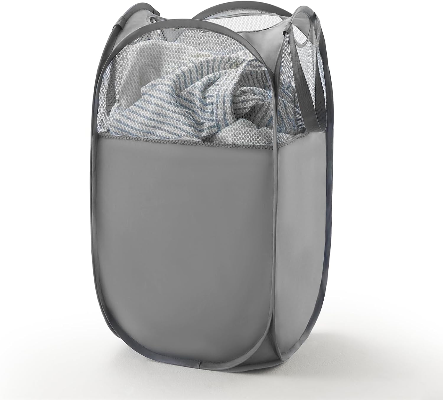 ランドリーバスケット 収納 折りたたみ 自立 縦型 洗濯かご 洗濯カゴ 大容量 71L メッシュ ポリエステ..