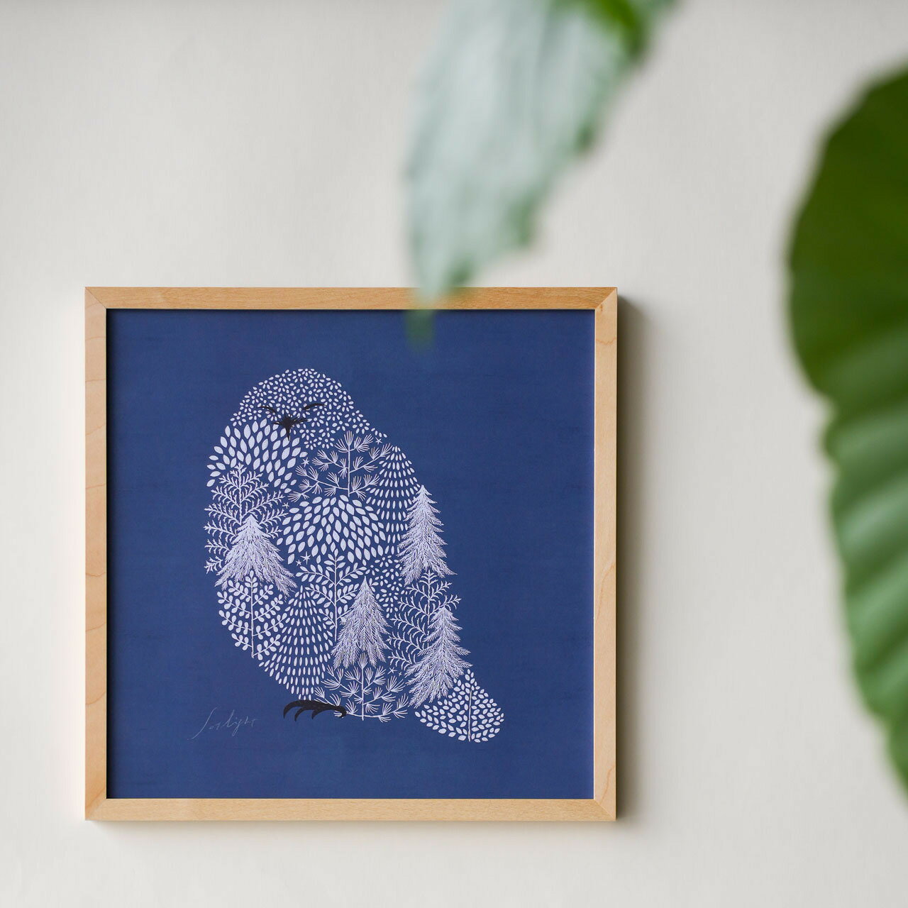 sotlight シロフクロウ 30cm オリジナル フレーム付 動物 鳥 アートパネル 額縁 壁飾り 壁掛け 正方形 アート 日本製 フレーム ポスター インテリア ソットライト 木製 ギフト ポトペリー 北欧 アートポスター フレーム付き フクロウ