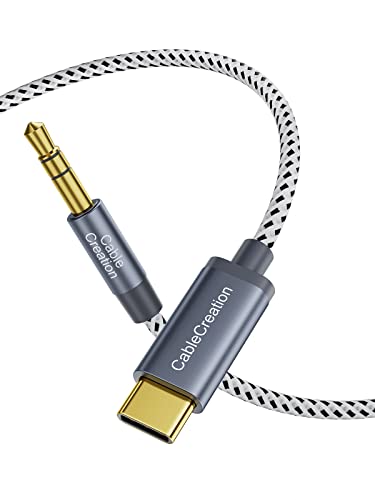 色：グレー USB C 3.5mm AUX ケーブル, CableCreation Type-C to 3.5mm 変換 オーディオケーブル usb c イヤホン変換 音楽再生 車載用 iPad/iPad Pro/Androidなどに対応 1.2M