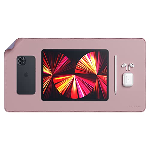 (59x31cm)　色：ピンク/パープル Satechi 両面 Ecoレザー デスクメイト デスクマット リバーシブル 漆塗りやニス塗装の木製デスクにも可 (ピンク/パープル)