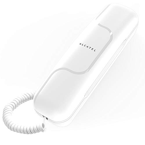 色：ホワイト ALCATEL (アルカテル) T06 電話機 シンプル 固定電話機 ビジネスフォン 電話 電源不要 おしゃれ コンパクト 小型 卓上 壁掛け アナログ回線 受付用 オフィス用 家庭用 日本語説明
