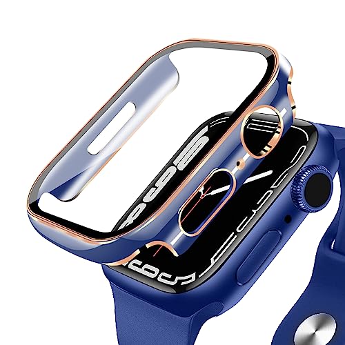 色：ブルー+ローズゴールド サイズ：40mm *対応機種： 本製品はApple Watch Series SE2/SE/6/5/4の40mmに対応。*高品質素材： Apple Watch ケースの画面部分が硬度9Hで強靭な日本旭硝子素材を採用して耐傷、耐衝撃のは強い。スマートウォッチ本来の美しさをそのままに保つことが可能です。*高透過率＆高感度タッチ： 高透光率があるPC材と薄型のデザインなので、超クリアな画質と高速応答を実現します。透過率は99％超えるため、画面の視認性とタッチ感が優れ、液晶画面を鮮やかに彩ります、Apple Watch本来の美しさを損ないません。*快適な操作性： 高透過率がある強化ガラス素材と薄型のデザインなので、超クリアな画質と高いタッチ感度を実現することができます。 背面の充電空間も考慮し、バンドを外す手間もかからないです。※取り外しの際は画面を強く押さえないようご注意ください。*装着簡単：バンドを外しないでも、アップルウォッチ本体にはめ込むだけで、手軽に装着できます。 *ご注意 :運動時に、カバーとスクリーンの隙間に水や汗が入り込むことがあり，タッチ感度に影響しますので、シャワーや運動の前にケースをお取り外しようにしてください。