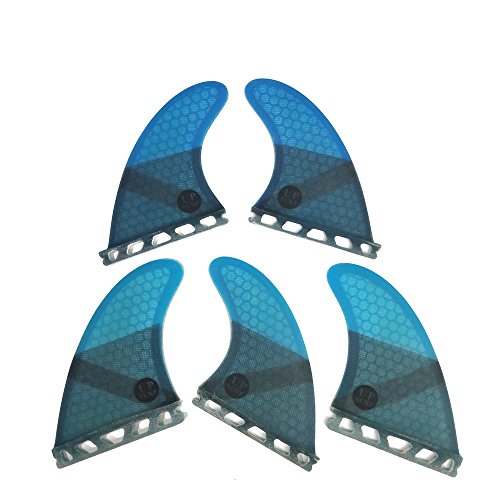 色：ブルー UPSURF サーフボードフィン K2.1サイズ FUTURE 5枚セット サーフスラスタ サーフボードフィン