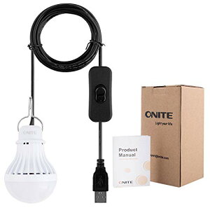 Onite USBターミナルポータブル電球タイプ 5W USB LED 電球 LED 照明スイッチ付きUSB LEDライトキャンプライト防災用品屋外ランタンデスクランプ省エネ長寿命高輝度ベッドサイドライト車常夜灯シ