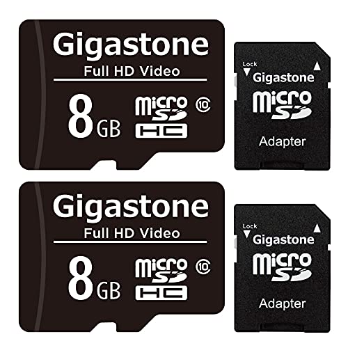 色：Full HD Video サイズ：8 GB 2個 Gigastone 8GB Micro SDカード, Full HD Video対応 監視カメラ アクションカメラ ドローン対応 読み取り速度80MB/s Micro SDHC UHS-I U1 Class 10 (8GB 2個セット)