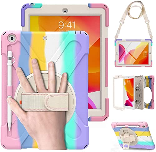 色：Pink サイズ：iPad 7th/8th/iPad 10.2 iPad 9世代 8世代 ケース iPad 7世代 ケース カバー ペンホルダー付きiPad 10.2 ケース 2021/2019/2020 キッズ 子供向け 衝撃 防塵 耐久 落下防止 全面保護 丈夫 頑丈