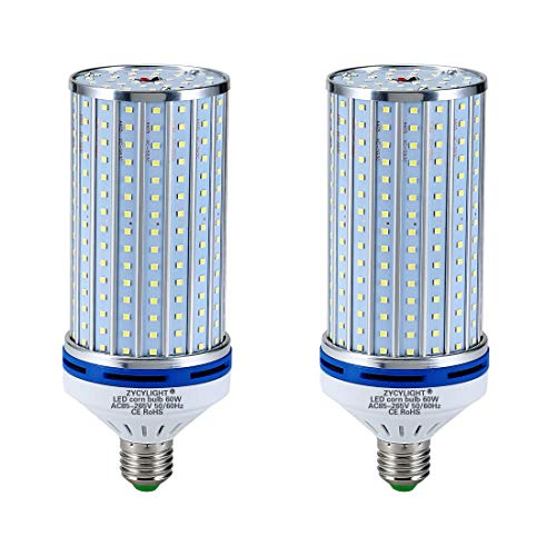 サイズ：LED 60W/2 個入 LEDコーンライト トウモロコシ型 60W LED電球 E26口金 6000LM 6000K 400-450W白熱電球相当 超高輝度 省エネ 長寿命 倉庫・納戸・駐車場・車庫・工場・屋内ガレージなどに対応(昼