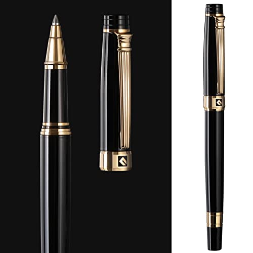色black　ボールペン 高級, 男性KEYZOR- 24K ゴールド仕上げの見事な豪華なペン シュミット インク リフィル、最高のローラー ボールペン ギフトセット メンズ，プレミアム 誕生日プレ