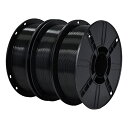 色：3kg,Black Black Black iBOSS PLA Plus 3Dフィラメント 1.75mm 3kg PLA フィラメント 正味量1kg(2.2lbs) 高尺寸精度 高密度 許容誤差精度 /- 0.02mm 適用 ほとんどのFDMプリンターに適合(3黒，3個パ