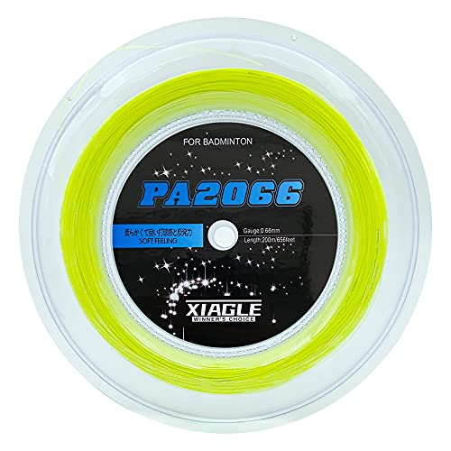 色：200m 蛍光グリーン (0.66mm) PA2066バドミントン ストリングス 200m/10m 高反発ストリング。初級者、中級者のプレイヤーに のガット