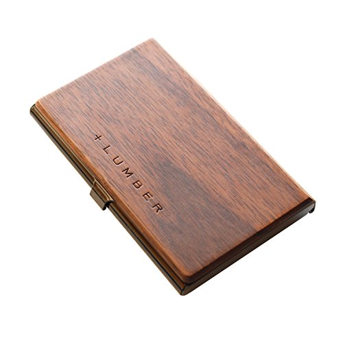 Hacoaの名入れ名刺入れ 色：Walnut LUMBER by Hacoa CARD CASE 重厚感のあるステンレス素材と銘木をあわせた木製名刺入れ・カードケース (Walnut)