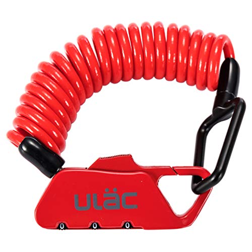 色：レッド ULAC 自転車 ロック 鍵 ワイヤーロック ロードバイク ベビーカー バイク サドルロック 軽量 携帯便利 盗難防止 四つ色