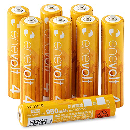 サイズ：950mAh 8本 enevolt(エネボルト) 単4形充電池 950mAh ニッケル水素充電池 単4 充電池 使用開始記入欄 リニューアル版 3R SYSTEMS 8本セット