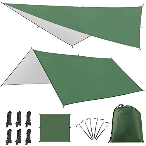色：アーミーグリーン3m*3m キャンプ テント Linkax 防水タープ UVカット 天幕シェード タープ テント ポータブル アウトドア 収納袋付き 多サイズ （3*3m/3*4m/3*5m）2-6人用