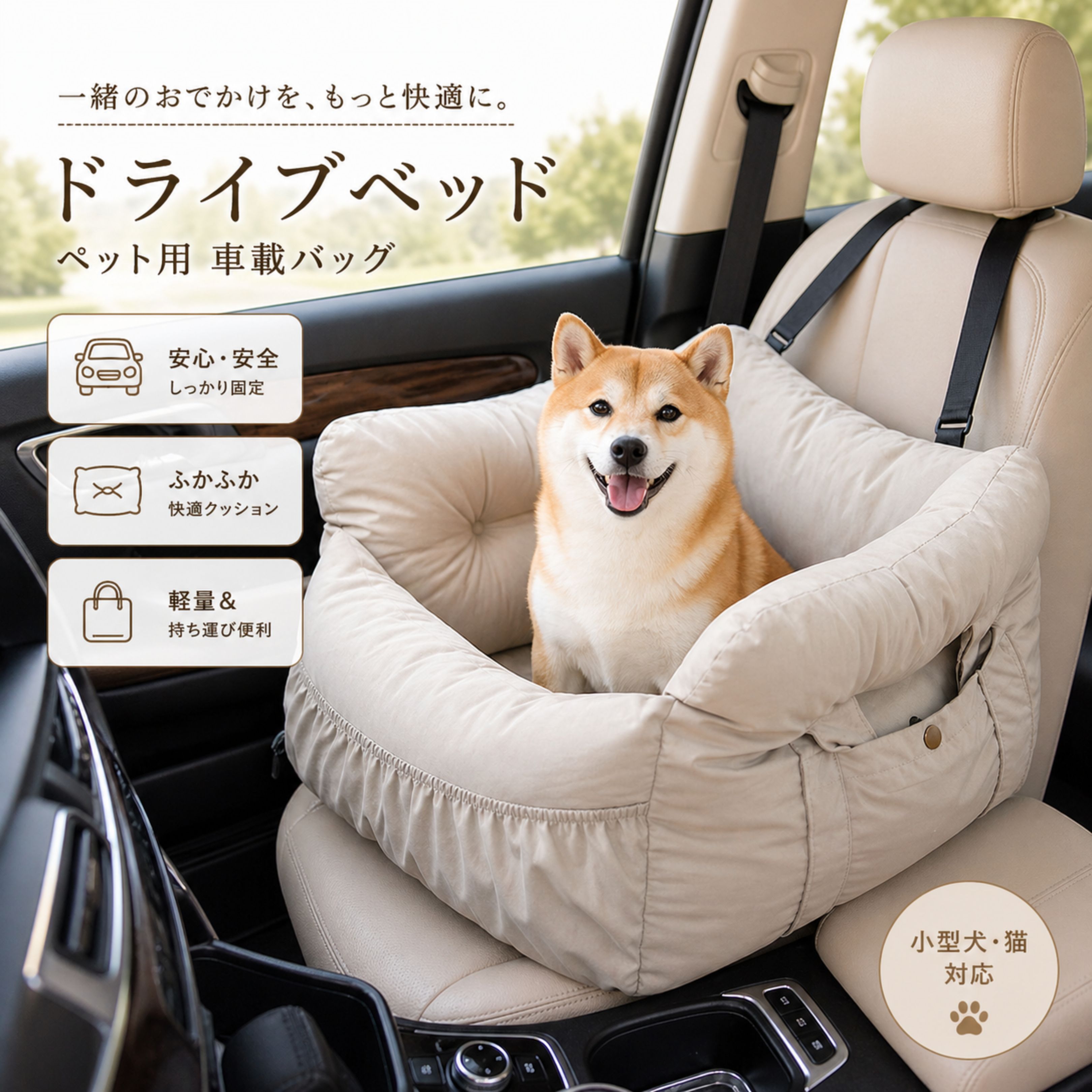 ★最大15%オフクーポン★ドライブベッド 犬 車 シート 犬用 ベッド ドライブボックス 小型犬 中型犬 ペットベッド 車用ベッド 肩掛け キャリーバッグ 3way クッション 助手席 後部座席 軽自動車 犬 ドライブ 飛び出し防止 旅行 お出かけ アウトドア カー用品