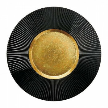 （食洗機対応）28cmタービンプレート　リム黒内二色金箔(裏黒)　75020340【送料無料】