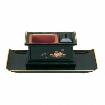 焼香盆セット 6.0寸 小 黒(フチ金) 蓮 3806850201021【送料無料】