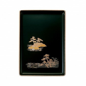 名刺盆 小 黒(フチ金) 蒔絵 山水 3901850232021【送料無料】 メール便対応商品