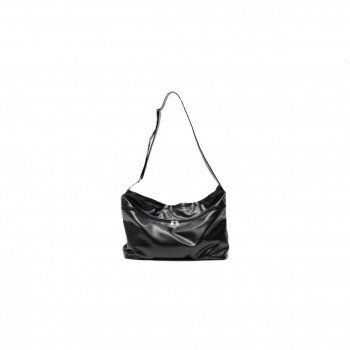 DEVICE ZIPデザイン ルーズ マンメイドレザー ショルダーバッグ ブラック DSG25036【送料無料】