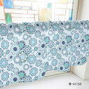 カフェカーテン レトロ花 800×450mm 青・41158【送料無料】(3)