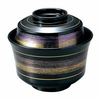 （食洗機対応）3.6寸天竜寺椀　黒紫カスリ帯(内黒)　12024760【送料無料】