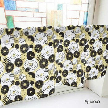 カフェカーテン ドーナツ 800×450mm　黄・40940【送料無料】