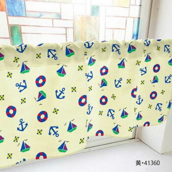 カフェカーテン 錨 800×450mm　黄・41360【送料無料】