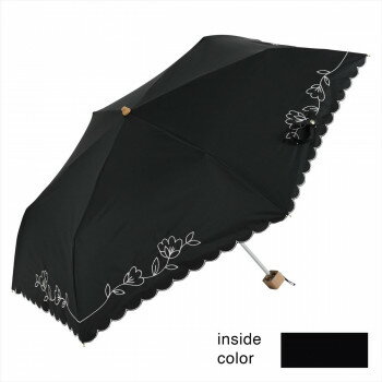 ニフティカラーズ 遮光花刺繍ミニ 晴雨兼用日傘 折傘 ブラック 2362BK【送料無料】 ニフティカラーズ 遮光花刺繍ミニ 晴雨兼用日傘 折傘 ブラック 2362BK【送料無料】