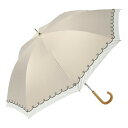 ニフティカラーズ 遮光バイカラーハート刺繍 晴雨兼用日傘 長傘 ベージュ 2455BG【送料無料】