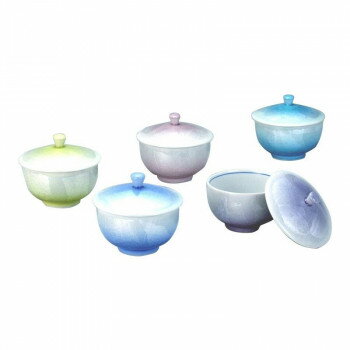 九谷焼 蓋付汲出揃 5色銀彩 N136-06【送料無料】