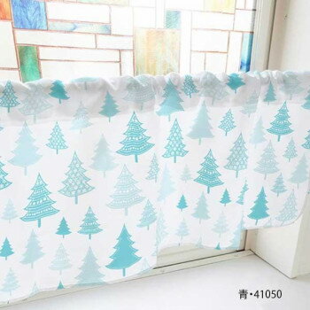 カフェカーテン ツリー 800×450mm　青・41050【送料無料】
