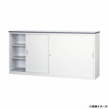 システムカウンター 書庫型ハイカウンター W1800 鍵・棚板4枚付 CVA-18HS-G【送料無料】