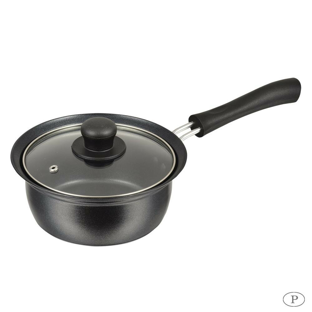 パール金属 バブシャッター ふっ素加工IH対応ガラス蓋付片手鍋 16cm HB-2871【送料無料】