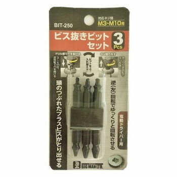 ビッグマン(Bigman) BM　ビス抜きビットセット3PC　BIT-250【送料無料】 メール便対応商品(4)