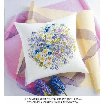 ししゅうキット　5990(オフホワイト)　クッション　ブルーアネモネ【送料無料】