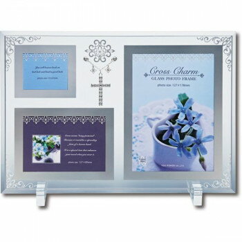 ユーパワー クロスチャーム ガラスフォトフレーム 3ウィンドー CF-04061【送料無料】