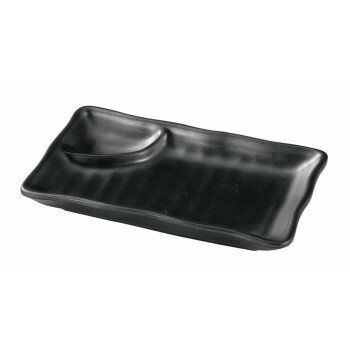 福井クラフト　メラミン19.6ひねりタレ付波渕長角皿黒マット 51025550【送料無料】