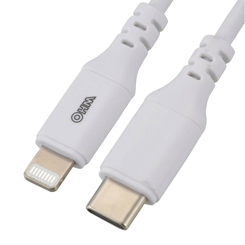 OHM ライトニングケーブルケーブル Type-C 1.8m SIP-L18CH-W【送料無料】 メール便対応商品