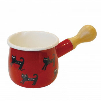 豊琺瑯 Plune.(プルーン) ホーロープチミルクパン(ガス火専用) RD・レッド カラフルキャット TYJ-722【送料無料】