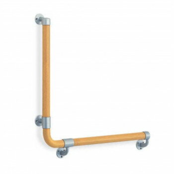 シロクマ L形丸棒手すり（左） シルバー/Lオーク BR-517L 600×600【送料無料】