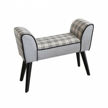 モダンテイスト スツール ベンチ S 椅子 グレー＆チェック 2112STC006【送料無料】