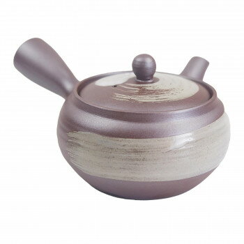 B-7443 急須 2.0号平形(白ハケ目) 萬古焼【送料無料】