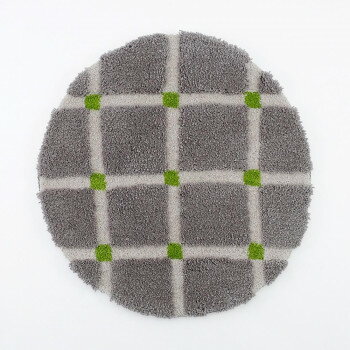 志成販売 格子柄 フック織のサークルマット 直径60cm グレー 108260GY【送料無料】